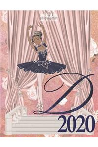 2020 Weekly Planner - Ballerina Princess Monogram Initial Letter 