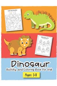 Dinosaur Activity and Coloring Book for kids ages 3-8