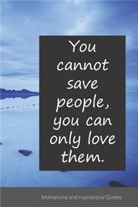 You cannot save people, you can only love them.