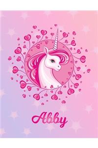 Abby: Abby Magical Unicorn Horse Large Blank Pre-K Primary Draw & Write Storybook Paper - Personalized Letter A Initial Custom First Name Cover - Story Bo