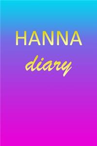 Hanna: Journal Diary - Personalized First Name Personal Writing - Letter H Blue Purple Pink Gold Effect Cover - Daily Diaries for Journalists & Writers - J