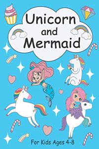 Unicorn and Mermaid Coloring Book for Kids Ages 4-8