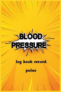 Blood pressure log book record, pulse