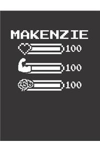 Makenzie: Pixel Retro Game 8 Bit Design Blank Composition Notebook College Ruled, Name Personalized for Girls & Women. Gaming Desk Stuff for Gamer Girls. Funn