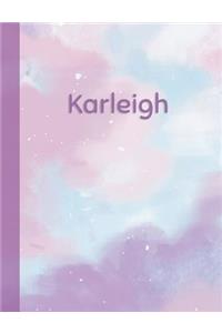 Karleigh: Personalized Composition Notebook - College Ruled (Lined) Exercise Book for School Notes, Assignments, Homework, Essay Writing. Purple Pink Blue Cov