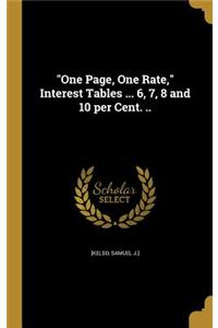 One Page, One Rate, Interest Tables ... 6, 7, 8 and 10 Per Cent. ..