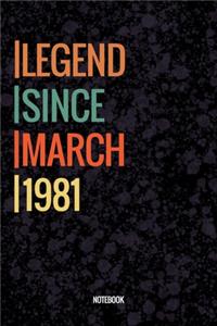Legend Since March 1981 Notebook