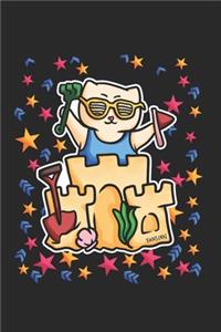 Beach Sandcastle Stars Cat Notebook