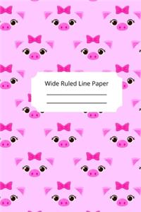 Cute Baby Pig Theme Wide Ruled Line Paper