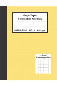 Graph Composition Notebook 4 Squares per inch 4x4 Quad Ruled 4 to 1 / 8.5 x 11 100 Sheets