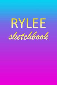 Rylee: Sketchbook - Blank Imaginative Sketch Book Paper - Pink Blue Gold Custom Letter R Personalized Cover - Teach & Practice Drawing for Experienced & As