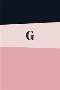 Monogram Initial G Notebook: Pink Geometric, Wide Ruled Journal for Women, 120 Pages, 6x9 Inch