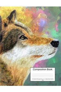 Composition Book 100 Sheets/200 Pages/8.5 X 11 In. College Ruled/ Colorful Wolf