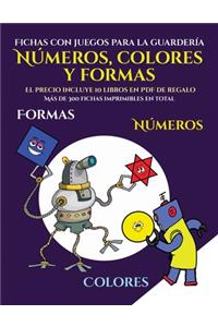 Fichas con juegos para la guardería (Libros para niños de 2 años - Libro para colorear números, colores y formas)