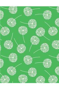 My Big Fat Bullet Journal Dandelions on Green: Jumbo Sized Dot Style Bullet Journal Notebook - 300 Plus Numbered Pages with 300 Dot Grid Pages, 6 Index Pages and 2 Key Pages in Large 8.5 X 11 Size