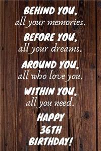 Behind You All Your Memories Before You All Your Dreams Happy 36th Birthday