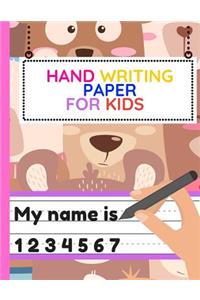 Hand Writing Paper for Kids