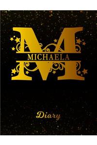 Michaela Diary: Letter M Personalized First Name Personal Writing Journal Black Gold Glittery Space Effect Cover Daily Diaries for Journalists & Writers Note Taking