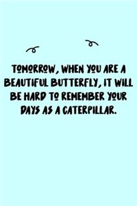 Tomorrow, when you are a beautiful butterfly, it will be hard to remember your days as a caterpillar. Journal