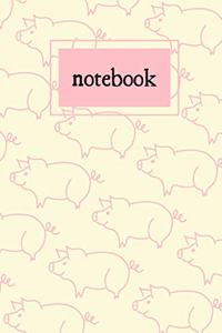 Cream and pink pig print notebook