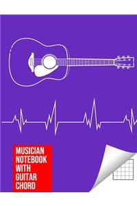 Musician Notebook with Guitar Chord - Guitar/Bass Fretboard Paper Cool Bassist Gift For A Bass Player Notebook guitar chords in Purple color Cover