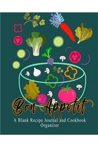 Bon Appetit A Blank Recipe Journal And Cookbook Organizer