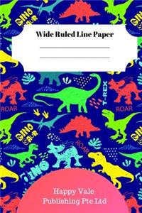 Cute Dinosaur Foot Theme Wide Ruled Line Paper