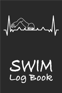 Swim Log Book: Swim Workouts Tracker Swimmers Training Practice Workout Journal - Cool Swimming Heartbeat Cover.