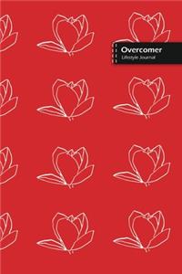 Overcomer Lifestyle Journal, Blank Write-in Notebook, Dotted Lines, Wide Ruled, Size (A5) 6 x 9 In (Red)