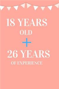 18 Years Old + 26 Years of Experience