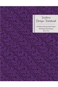 Knitters Design Notebook 4: 5 Ratio Knitting Graph Paper: 100 Pages (50 Sheets); 8.5 X 11; Purple Cover