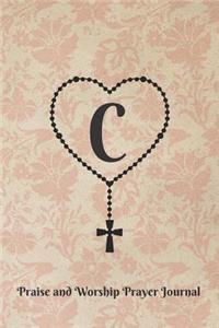 Letter C Personalized Monogram Praise and Worship Prayer Journal - Rosary Cross