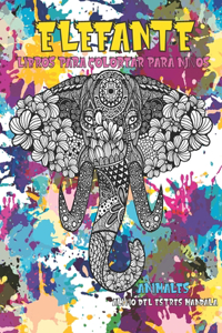 Libros para colorear para niños - Alivio del estrés Mandala - Animales - Elefante