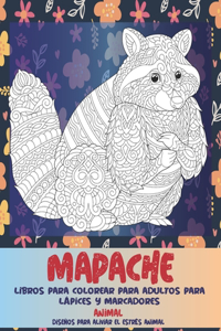 Libros para colorear para adultos para lápices y marcadores - Diseños para aliviar el estrés Animal - Animal - Mapache