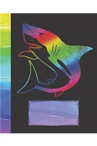 Bright Colorful Prism Striped Shark of Composition Wide-ruled blank line School Notebook