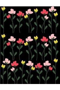Floral Pattern Red Yellow Pink Flowers Notebook