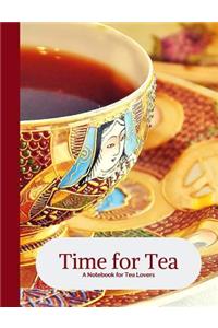 Time for Tea- Red & Gold Ornate Antique Heirloom Tea Cup- A Blank Notebook Journal for Tea Lovers