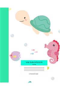 Wide Ruled Turtle Notebook Composition Book