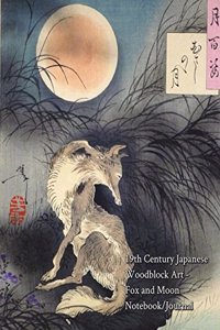 19th Century Japanese Woodblock Art - Fox and Moon - Notebook/Journal