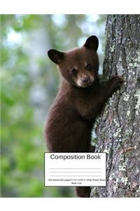 Composition Book 100 Sheets/200 Pages/7.44 X 9.69 In. Wide Ruled/ Black Bear Cub: Writing Notebook Lined Page Book Soft Cover Plain Journal