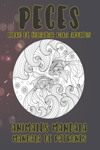 Libro de colorear para adultos - Mandala de patrones - Animales Mandala - Peces
