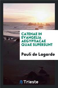 Catenae in Evangelia Aegyptiacae Quae Supersunt. Pauli de Lagarde Studio Et Sumptibus Edita