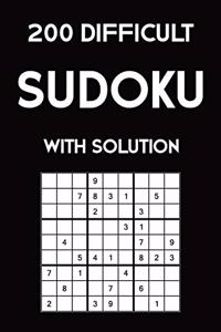 200 difficult Sudoku with solution: 9x9, Puzzle Book, 2 puzzles per page