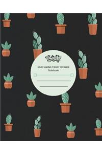 Cute Cactus Flower on Black Notebook