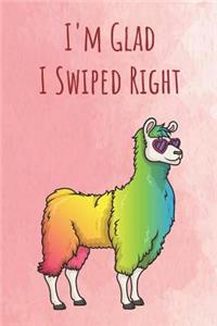 I'm Glad I Swiped Right: Funny Unique Motivational Colorful Journal Notebook For Birthday, Anniversary, Christmas, Graduation and Holiday Gifts for Girls, Women, Men and Boy