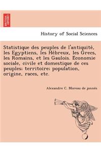 Statistique Des Peuples de L'Antiquite, Les Egyptiens, Les He Breux, Les Grecs, Les Romains, Et Les Gaulois. E Conomie Sociale, Civile Et Domestique d