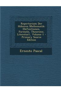 Repertorium Der Hoheren Mathematik