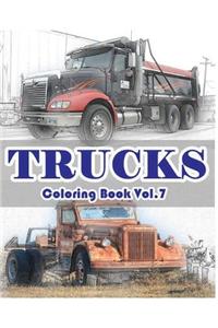 Trucks Coloring Book Vol.7: Trucks Grayscale Coloring Books for Adults Relaxation Art Therapy for Busy People