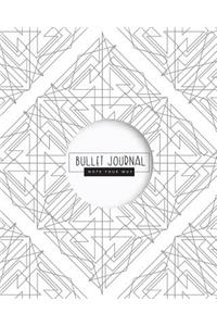 Bullet Journal Dot Grid for 90 Days, Numbered Pages Quarterly Journal Diary, Modern Geometric Line Minimalist White Grey