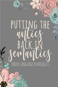 Putting The Antics Back In Semantics Speech-Language Pathologist